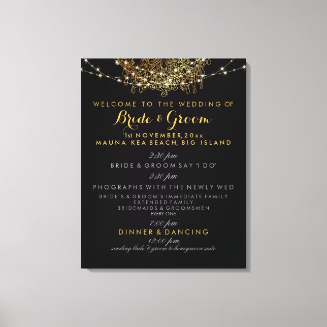 PixDezines Imitats Goldkronleuchter Hochzeitsprogr Leinwanddruck (Vorderseite)