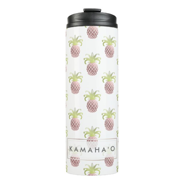 PixDezines Imitats Rose Ananas Thermosbecher (Vorderseite)