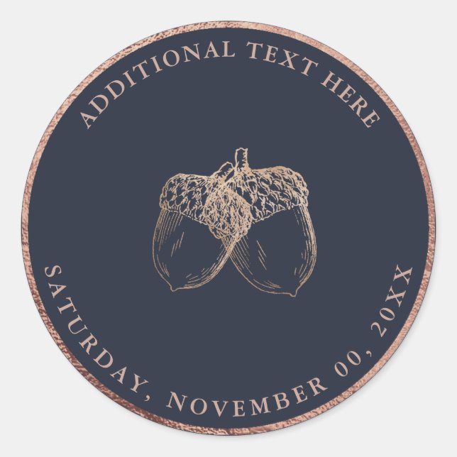 PixDezines IMITATS ROSE GOLD ACORNS|DIY HINTERGRUN Runder Aufkleber (Vorderseite)