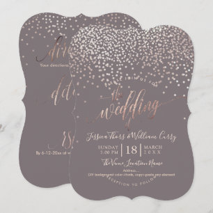 PixDezines Imitats Rose Gold Confetti Hochzeit+UAW Einladung