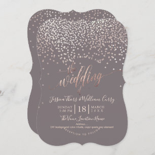 PixDezines Imitats Rose Gold Confetti Hochzeit+UAW Einladung