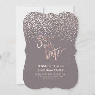PixDezines Imitats Rose Gold Confetti Save The Date