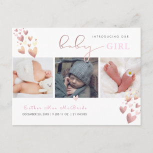 PixDezines Imitats Rose Gold Herzen Postkarte