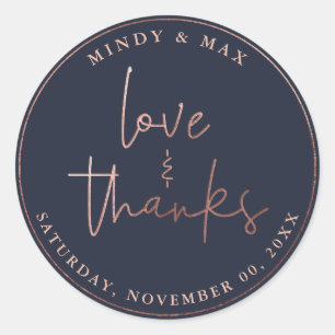 PixDezines IMITATS ROSE GOLD LIEBE+DANKS DIY FARBE Runder Aufkleber