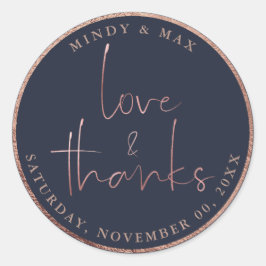 PixDezines IMITATS ROSE GOLD LIEBE+DANKS|DIY FARBE Runder Aufkleber