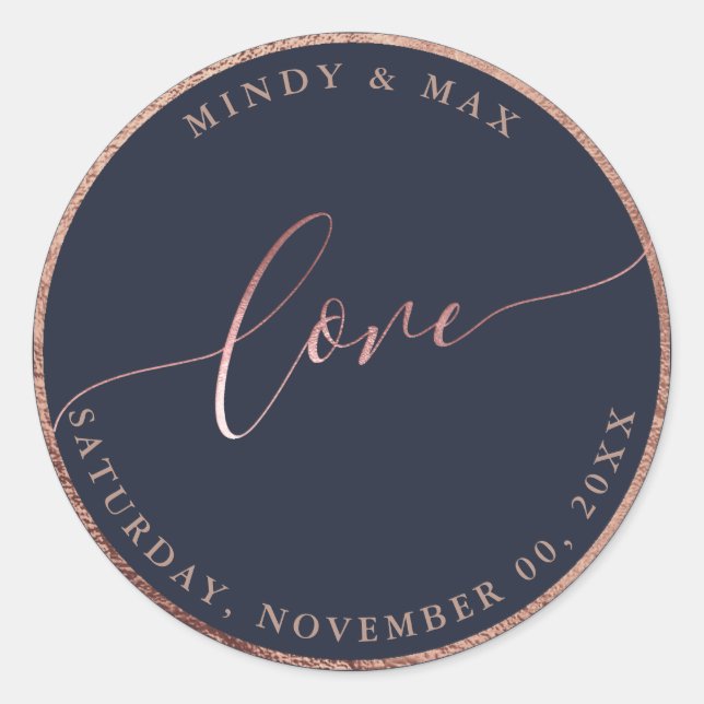 PixDezines IMITATS ROSE GOLD LIEBE | DIY FARBE Runder Aufkleber (Vorderseite)