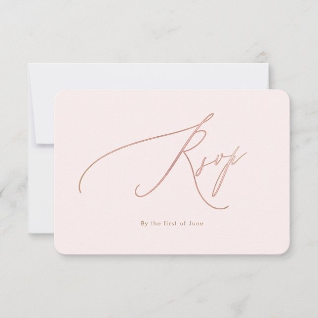 PixDezines Imitats Rose Gold Luxe Calligraphie UAW RSVP Karte (Vorderseite)