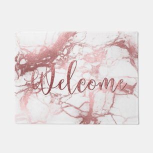 PixDezines IMITATS ROSE GOLD MARBLE, WILLKOMMEN Fußmatte