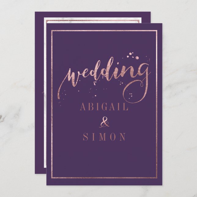 PixDezines Imitats Rose Gold Script/DIY Farbe Einladung (Vorne/Hinten)