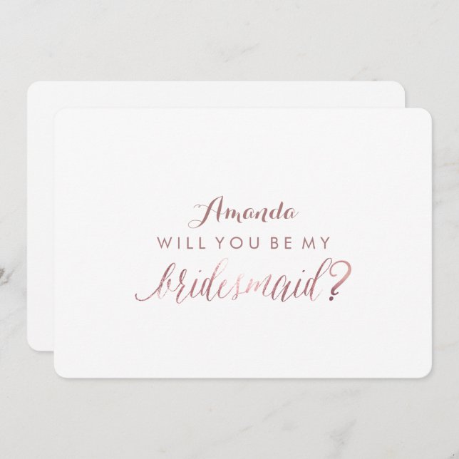 PixDezines Imitats Rose Gold Sie werden meine Brid Einladung (Vorne/Hinten)