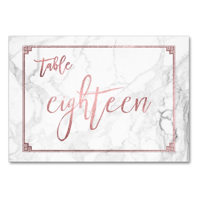 PixDezines Imitats Rose Gold/Tabelle Nr. 1-18/Marm Tischnummer (Vorderseite)