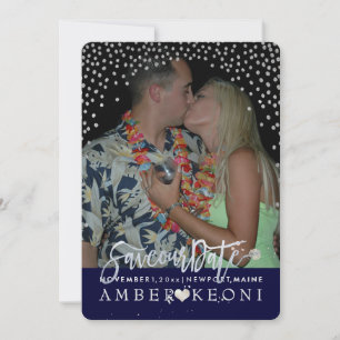 PixDezines Imitats Silver Confetti/Herz/Rett Save The Date