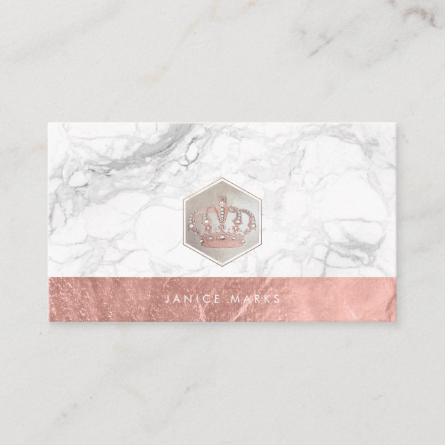 PIXDEZINES-IMPERALKRONE| MARBLE IMITAT ROSE GOLD VISITENKARTE (Vorderseite)