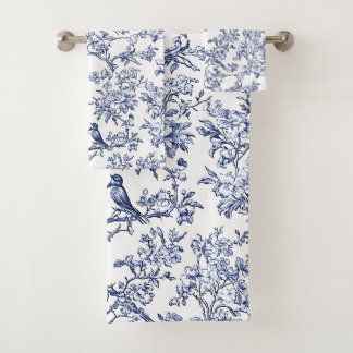 PixDezines Indigo Blau Chinoiserie, Vogel-Pfingstr Badhandtuch Set
