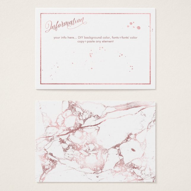 PixDezines Informationskarten/Marmor+Imitate Rose  (Vorne & Hinten)