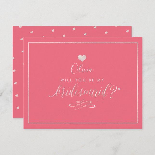 PixDezines-Iridescent Blush Pink, Bridesmaid Einladung (Vorne/Hinten)