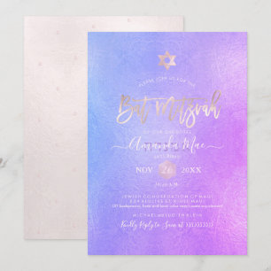 PixDezines Iridescent Lila Ombre Bat Mitzvah Einladung