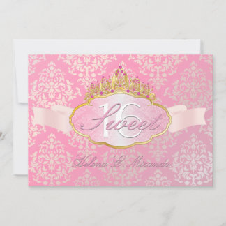 PixDezines josephine Damask süß 16/tiara Einladung