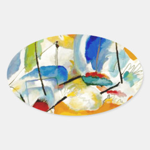 PixDezines Kandinsky 1913 Seeschlacht Improvisatio Ovaler Aufkleber