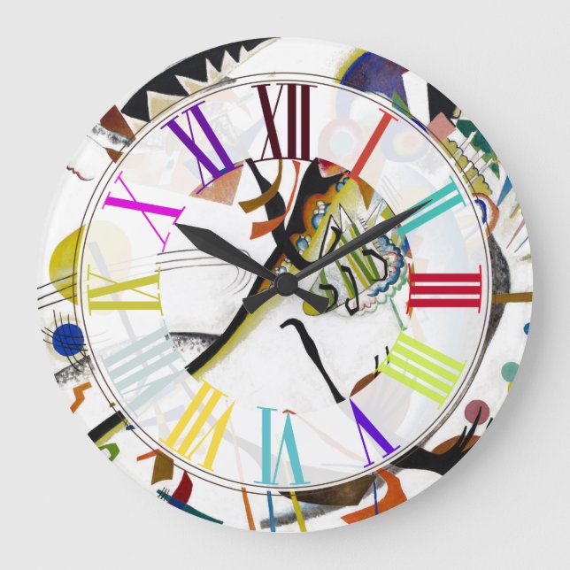 PixDezines Kandinsky Blue Segment Große Wanduhr (Vorderseite)