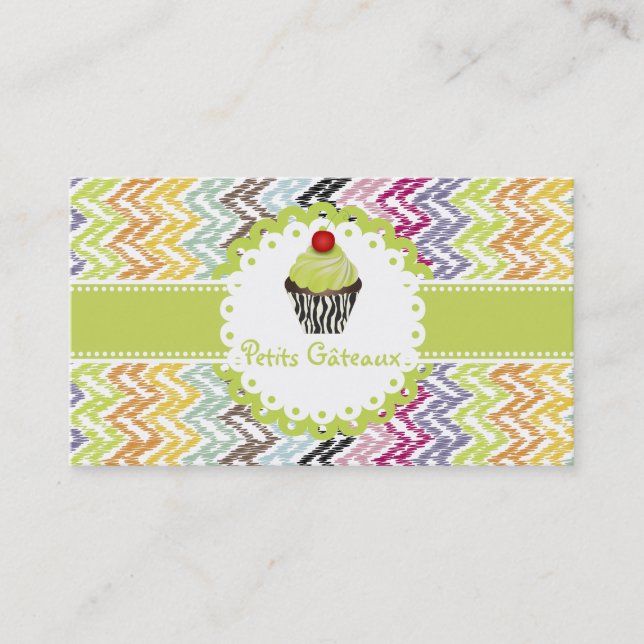 PixDezines keylime cupcake+ikat Zickzack Visitenkarte (Vorderseite)