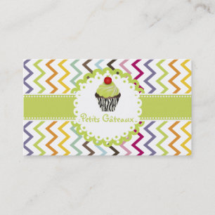 PixDezines Keylime Swirls Cupcake+Chevron Visitenkarte