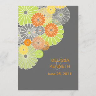 PixDezines Kiku (Chrysanthemum), Zitrusfarbe Einladung