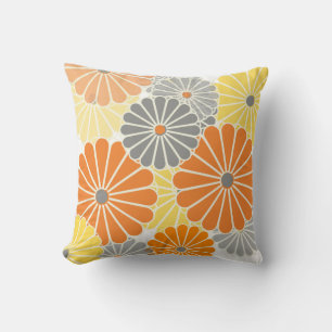 PixDezines kiku gelb/grau/orange/chrysanthemum Kissen