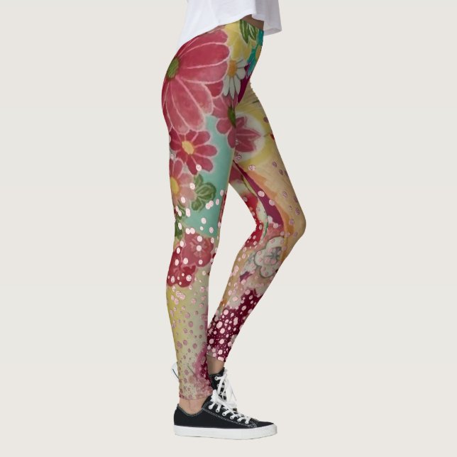 PixDezines Kimono/Erbsen/Kirschblüten Leggings (Rechts)