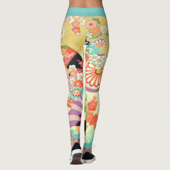 PixDezines Kimono/Peonies/Kirschblüten Leggings (Rückseite)