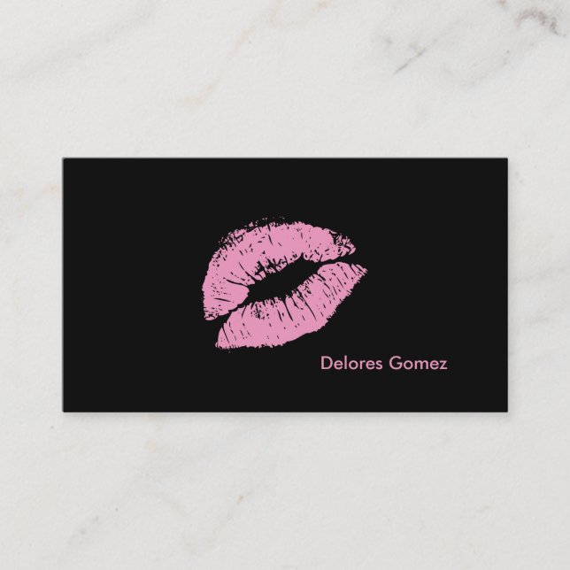 PixDezines Kiss Pulver Rosa Lippen Visitenkarte (Vorderseite)