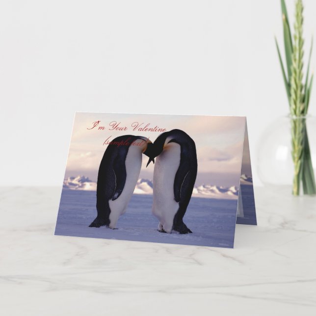 PixDezines Kissing Kaiser Pinguin Valentine Feiertagskarte (Vorderseite)