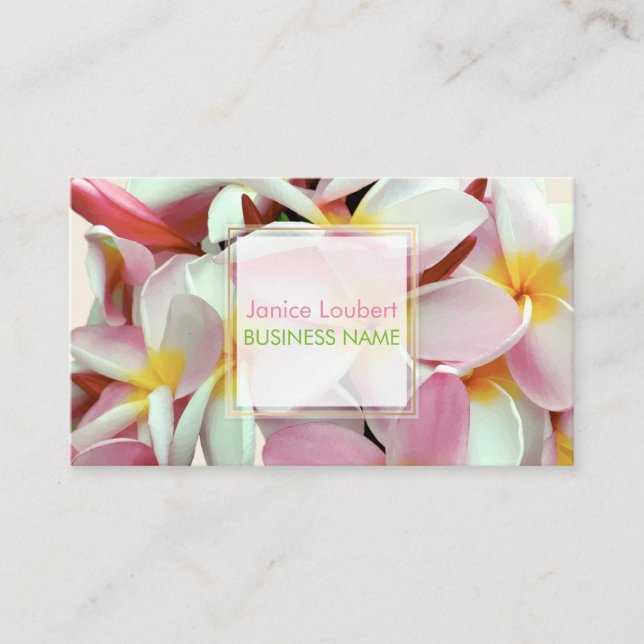 PixDezines KONA PINK PLUMERIAS Visitenkarte (Vorderseite)