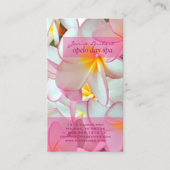 PixDezines KONA PINK PLUMERIAS Visitenkarte (Vorderseite)