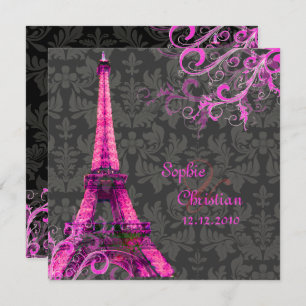 PixDezines LA TOUR EIFFEL/PINK/DIY FARBE Einladung