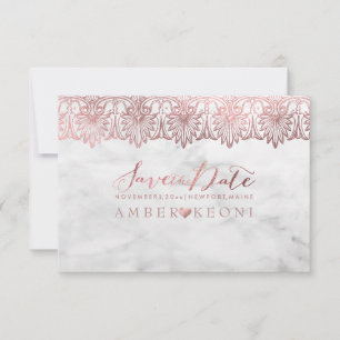 PixDezines Lace Rose Gold/Marmor/Rett Datum Save The Date