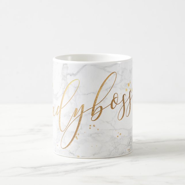 PixDezines LADYBOSS Marble+Imitats Gold/Script Kaffeetasse (Mittel)