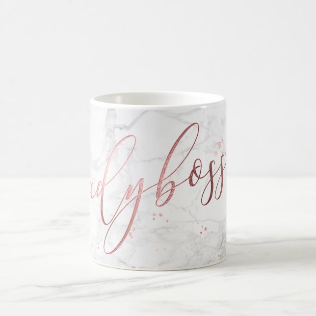 PixDezines LADYBOSS Marble+Imitats Rose Gold/Scrip Tasse (Mittel)