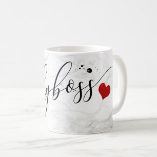 PixDezines LADYBOSS Marble+Modernes Skript Kaffeetasse