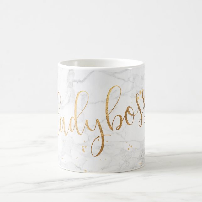 PixDezines LADYBOSS Marmor+Imitate Gold/Script Tasse (Mittel)