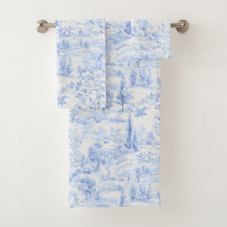 PixDezines Landschaft Chinoiserie, Hellblau Badhandtuch Set