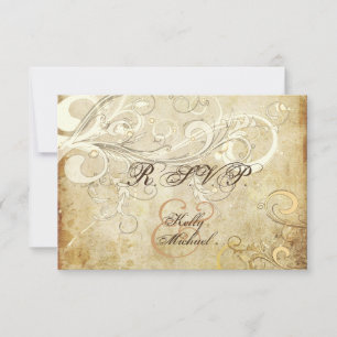 PixDezines LARGE uAwg Vintage Creme Wirbel RSVP Karte