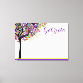 PixDezines Lebensbaum Zeichen an Bord/Lila/rosa Leinwanddruck