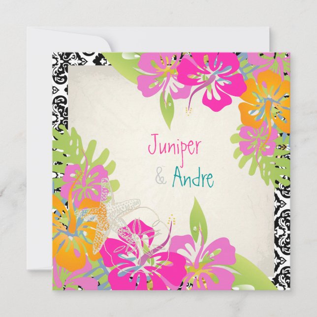 PixDezines leis/Hibiskus, Strand/Tageslicht Einladung (Vorderseite)