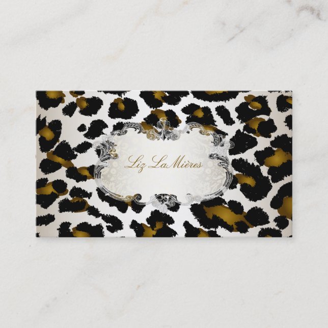 PixDezines Leopard/Champagner Visitenkarte (Vorderseite)