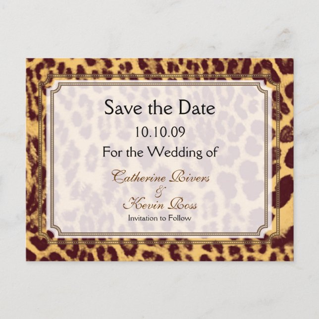 PixDezines Leopard drucken/DIY-Text/ Save the Date Ankündigungspostkarte (Vorderseite)