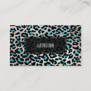 PixDezines Leopard/elektrisch aquamarin/Imitat sil Visitenkarte
