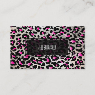 PixDezines Leopard/Elektro-Pink/Falsches Silber Visitenkarte