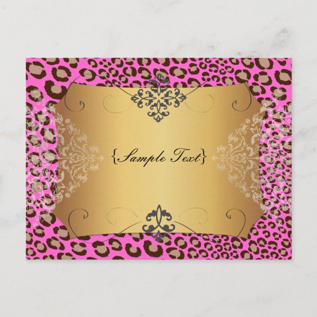 PixDezines Leopard Flecken/rosa Postkarte (Vorderseite)