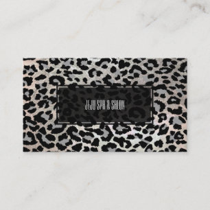 PixDezines Leopard/grau/Imitat Silber Visitenkarte
